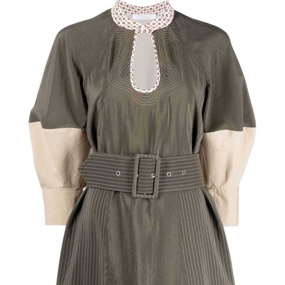 Chloé puff-sleeve belted mini-dress